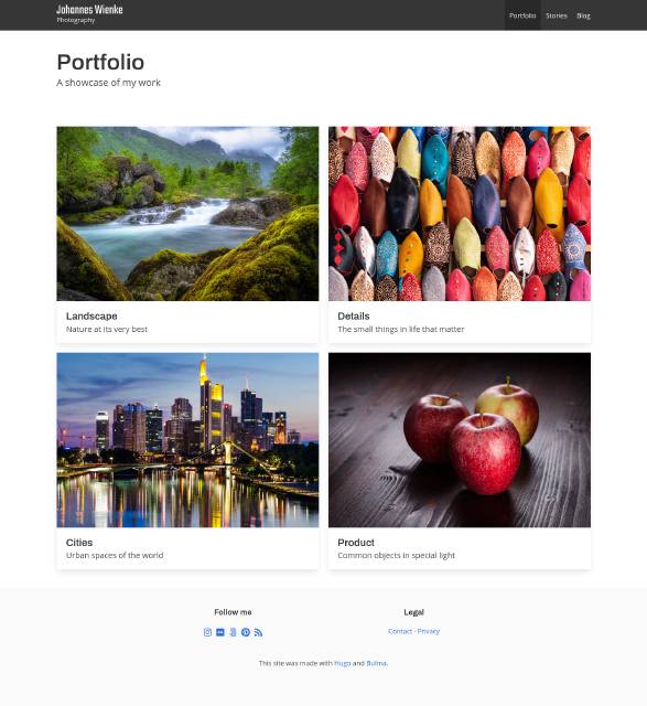 The portfolio overview page